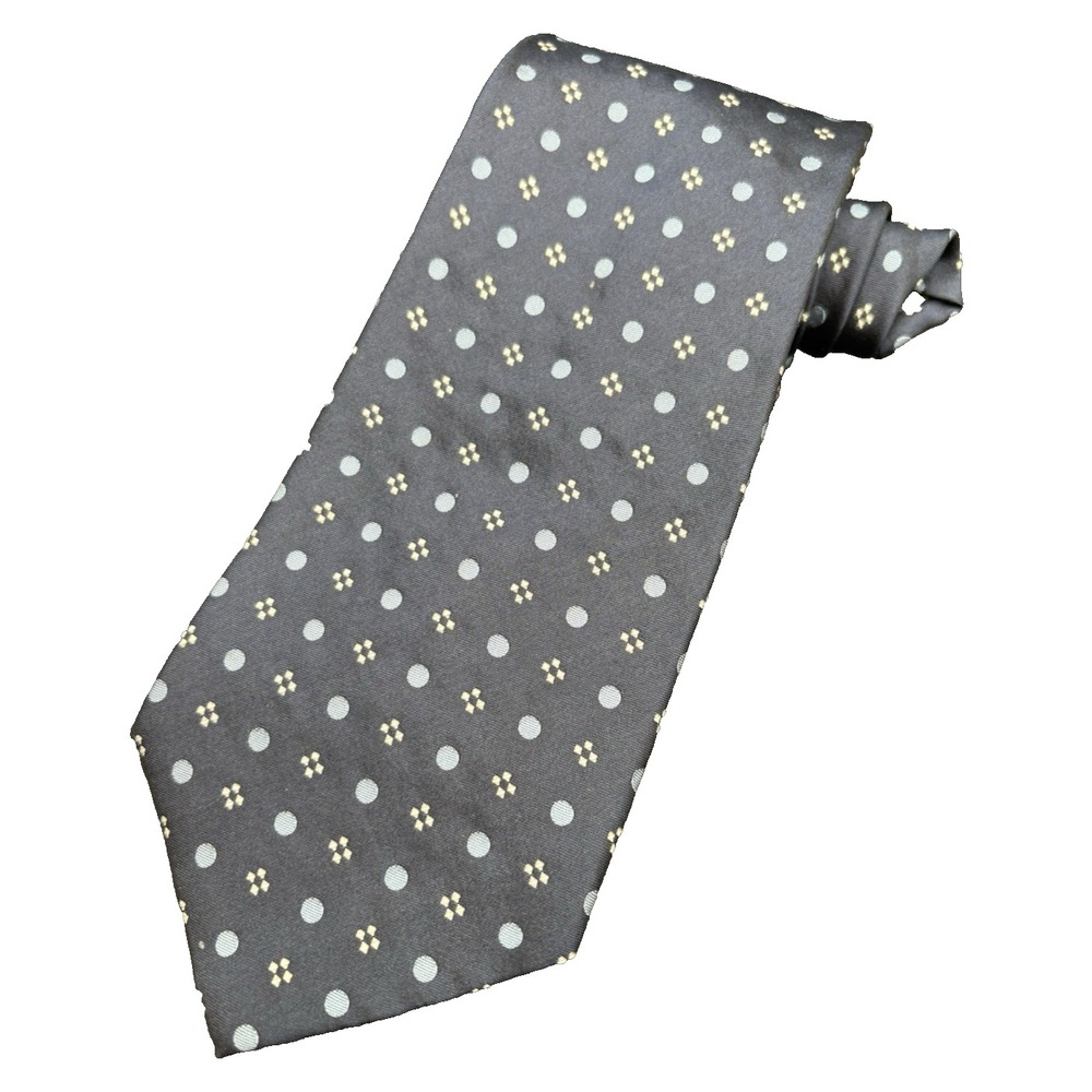 Ralph Lauren Men's 100% Silk Tie Navy Blue Polka Dot Made in USA Preppy 4" x 57"